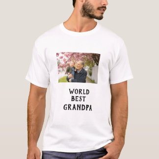World best Grandpa photo name father's day grandpa T-shirt
