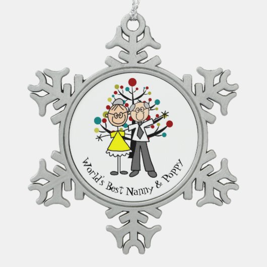 World Best Nanny and Poppy Snowflake Ornament (Voorkant)