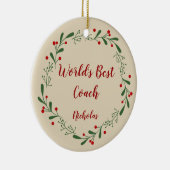 World Best Teacher Coach Custom Name Kerstmis Keramisch Ornament (Rechts)