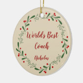 World Best Teacher Coach Custom Name Kerstmis Keramisch Ornament (Links)