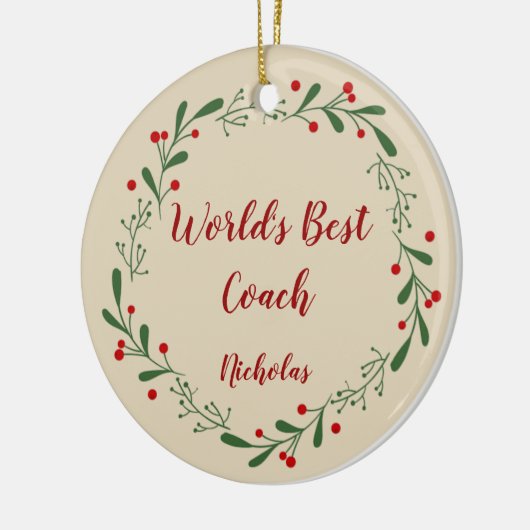 World Best Teacher Coach Custom Name Kerstmis Keramisch Ornament (Links)