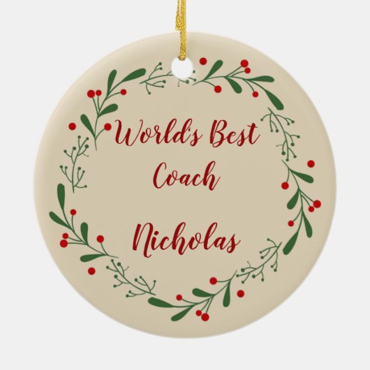 World Best Teacher Coach Custom Name Kerstmis Keramisch Ornament (Achterkant)