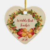 World Best Teacher Dated Antiek Wreate Kerstmis Keramisch Ornament (Voorkant)