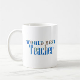 World Best Teacher Wereldbol Natuur Typografie Bla Koffiemok