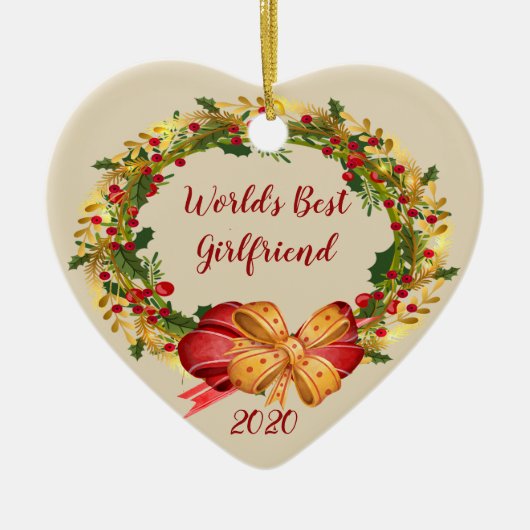 World Best Vriendin Antiek Wreats Kerstmis Keramisch Ornament (Voorkant)