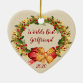 World Best Vriendin Antiek Wreats Kerstmis Keramisch Ornament (Achterkant)