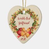 World Best Vriendin Antiek Wreats Kerstmis Keramisch Ornament (Links)