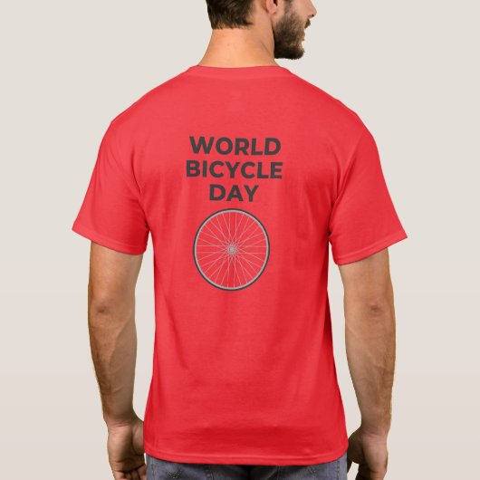 World Bicycle Day Red Cycling Enthusiast T-shirt (Achterkant)