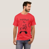 World Bicycle Day Red Cycling Enthusiast T-shirt (Voorkant volledig)