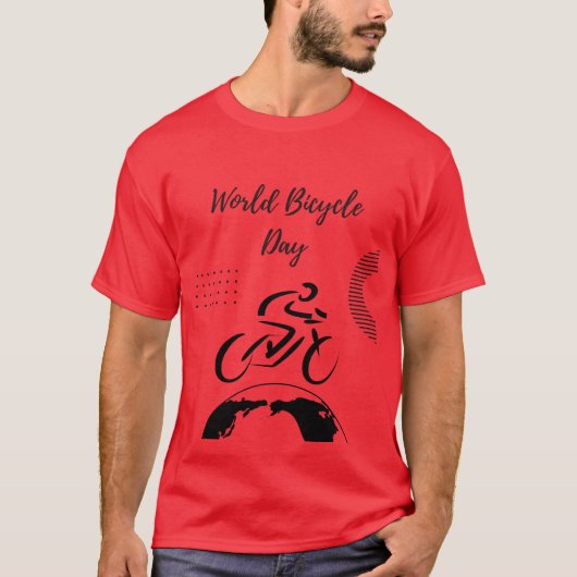 World Bicycle Day Red Cycling Enthusiast T-shirt (Voorkant)