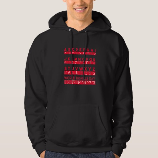 World Braille Day Blind Awareness Solidarity Premi Hoodie (Voorkant)