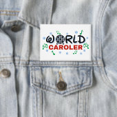 World Caroler met groene Muzieknoten en blauwe sne Button (Insitu)