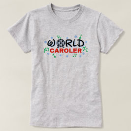 World Caroler met groene Muzieknoten en blauwe sne T-shirt