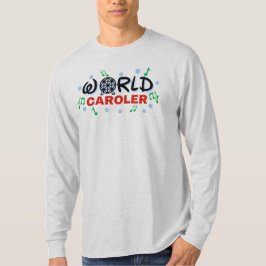 World Caroler met groene Muzieknoten en blauwe sne T-shirt