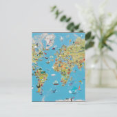 World Cartoon Map Briefkaart (Staand voorkant)