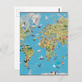 World Cartoon Map Briefkaart (Voorkant / Achterkant)