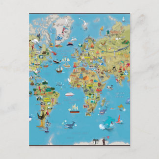 World Cartoon Map Briefkaart