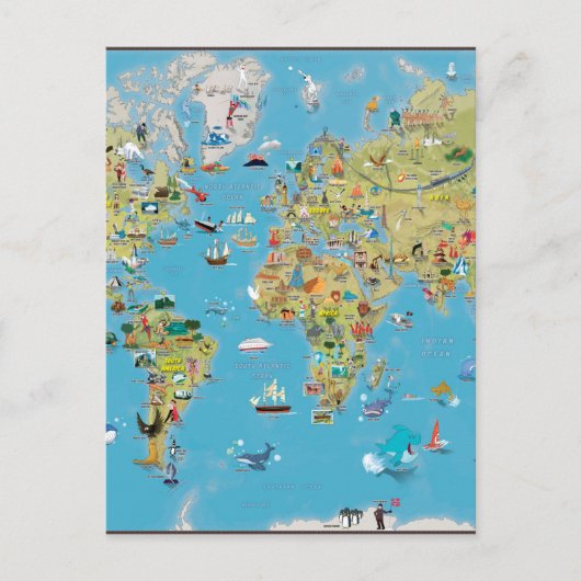 World Cartoon Map Briefkaart (Voorkant)