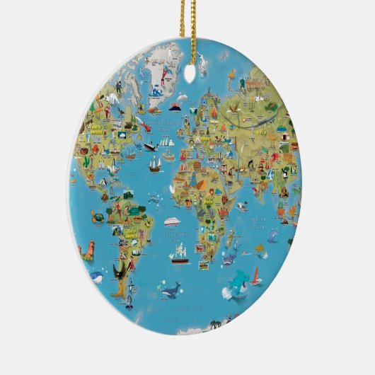 World Cartoon Map Keramisch Ornament (Rechts)
