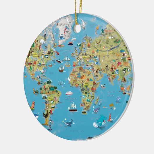 World Cartoon Map Keramisch Ornament (Links)