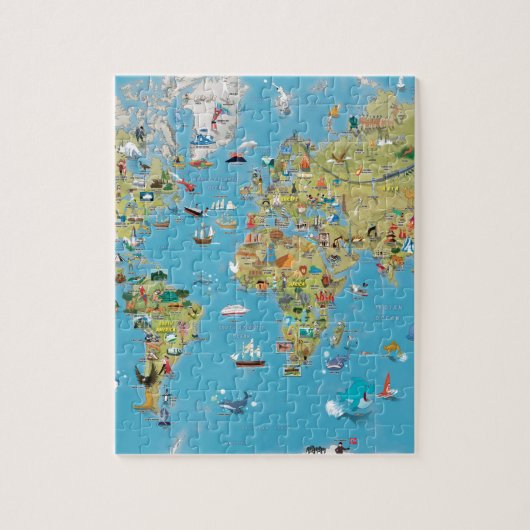 World Cartoon Map Legpuzzel (Verticaal)