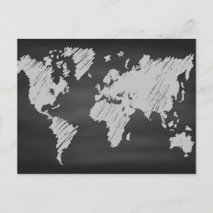 World Chalkboard-kaart Briefkaart