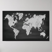 World Chalkboard-kaart Poster (Voorkant)