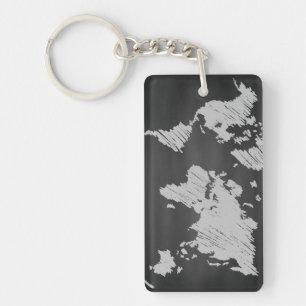 World Chalkboard-kaart Sleutelhanger