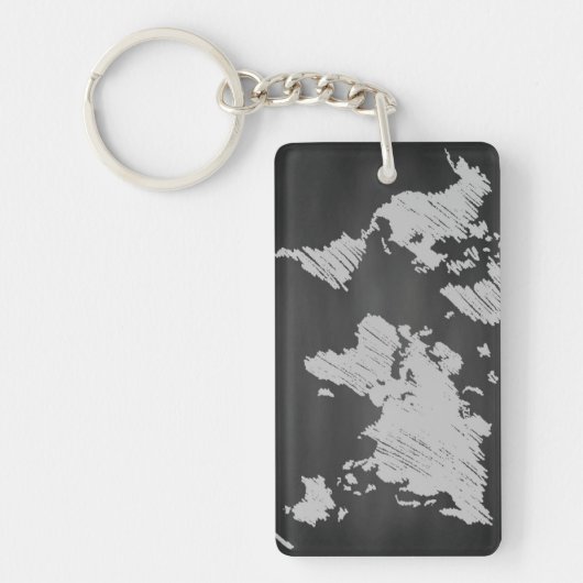 World Chalkboard-kaart Sleutelhanger (Voorkant)