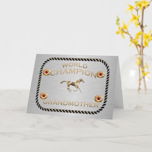 World Champion Grandmoeder Western Wenskaart Kaart (Gele Bloem)