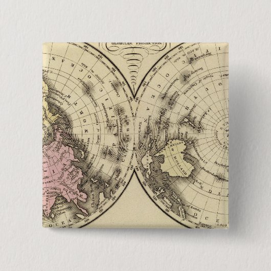 World, christendiagram vierkante button 5,1 cm (Voorkant)