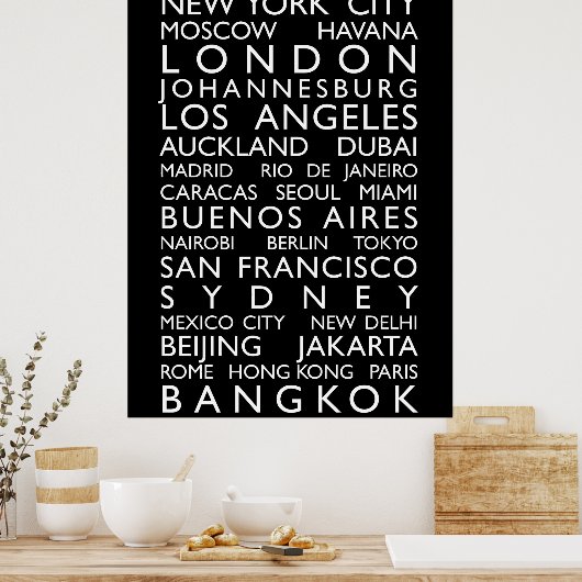 World Cities Bus Roll Poster (Keuken)
