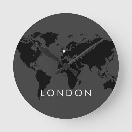 World Clock Custom Elegant Modern City Time Zone Ronde Klok (Voorkant)