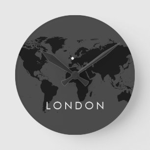 World Clock Custom Elegant Moderne City Time Zone Ronde Klok
