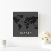 World Clock Custom Modern UK City Time Zone Vierkante Klok (Huis)