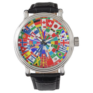 world country flag darts board game travel bulls-e horloge