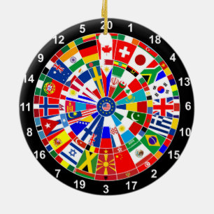 world country flag darts board game travel bulls-e keramisch ornament