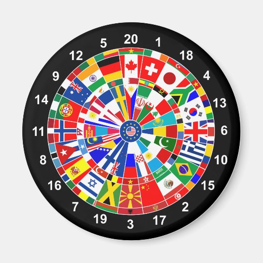 world country flag darts board game travel bulls-e magneet (Voorkant)