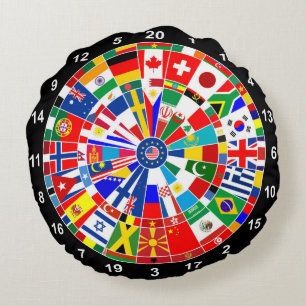 world country flag darts board game travel bulls-e rond kussen
