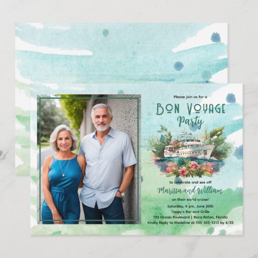 World Cruise Foto Bon Voyage Party Kaart (Voorkant / Achterkant)