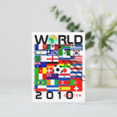 World Cup 2010 Alle teamvlaggetjes Briefkaart (Staand voorkant)