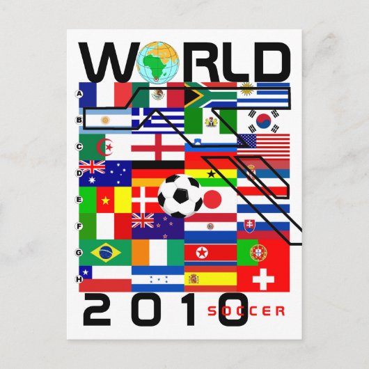 World Cup 2010 Alle teamvlaggetjes Briefkaart (Voorkant)