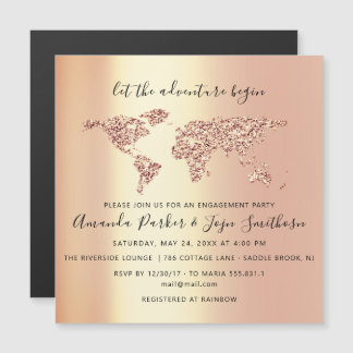 World Destination Map Wereldbol Bridal Wedding VIP Magnetische Uitnodiging