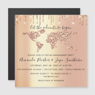 World Destination Map Wereldbol Bridal Wedding VIP Magnetische Uitnodiging