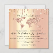 World Destination Map Wereldbol Bridal Wedding VIP Magnetische Uitnodiging (Voorkant)