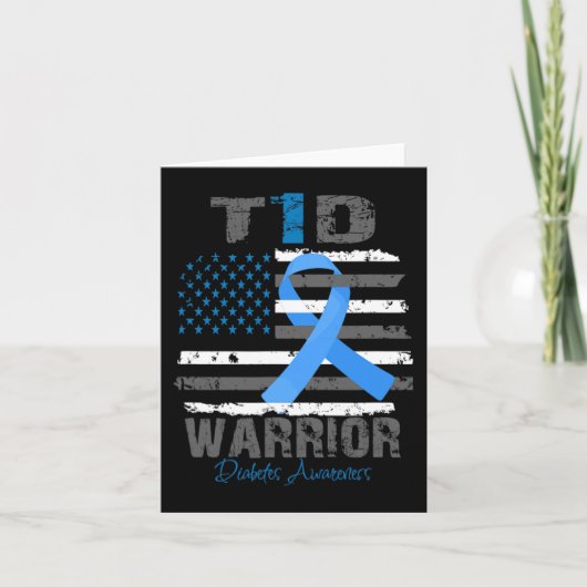 World Diabetes Awareness Blue Ribbon T1D Warrior T Kaart (Voorkant)