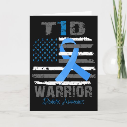 World Diabetes Awareness Blue Ribbon T1d Warrior T Kaart (Voorkant)