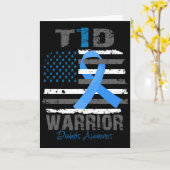 World Diabetes Awareness Blue Ribbon T1d Warrior T Kaart (Gele Bloem)