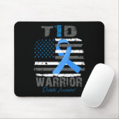 World Diabetes Awareness Blue Ribbon T1d Warrior T Muismat (Met muis)