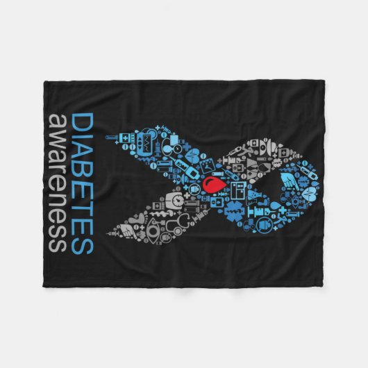 World Diabetes Day Diabetes Awareness Ribbon  Fleece Deken (Voorkant (Horizontaal))